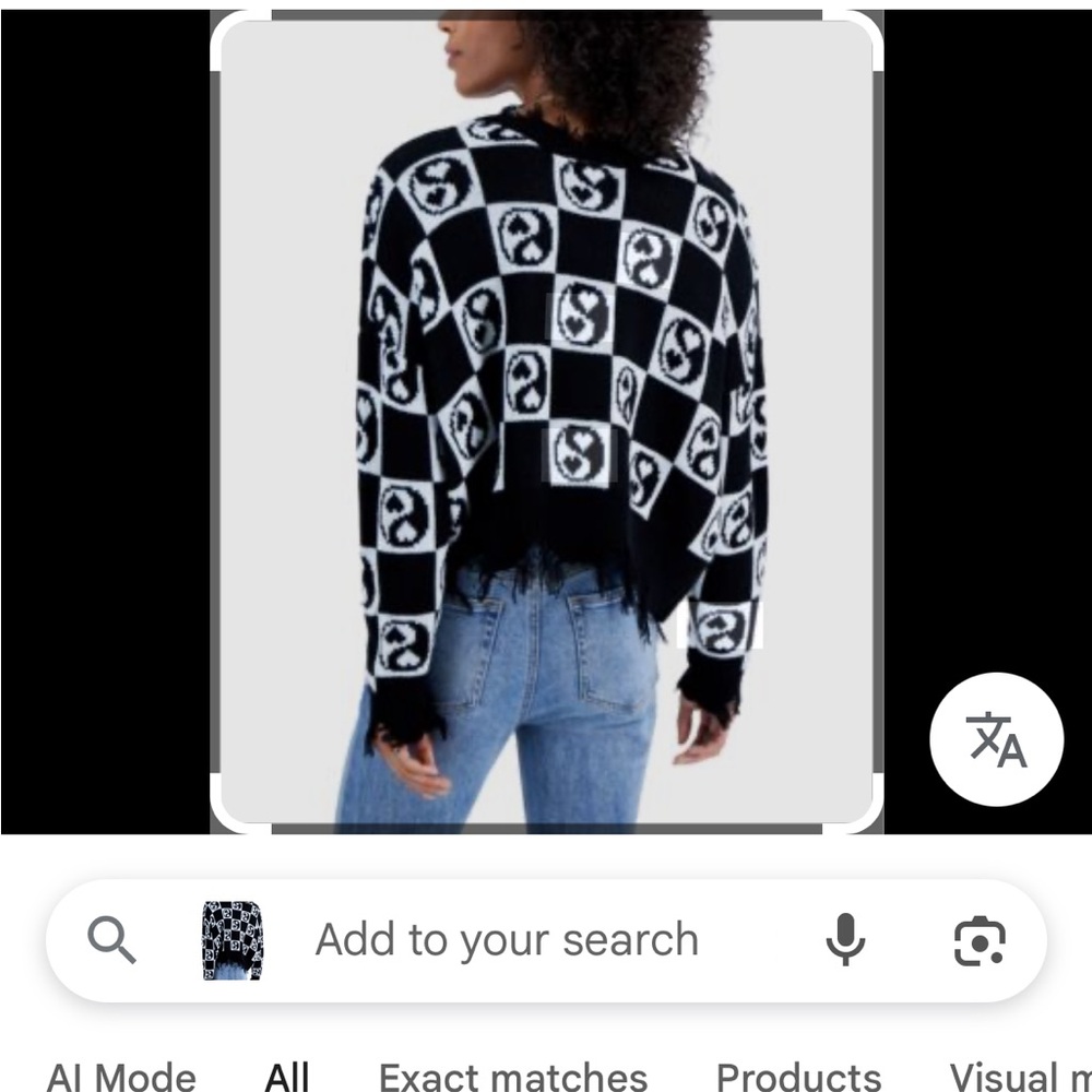 Just Polly Black and White Checkered Women's Sweater NWT - Picture 4 of 5